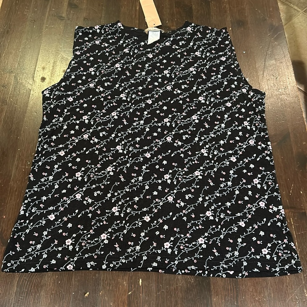 NWT Susan Lawrence Women’s Black Patterned Top Size XL